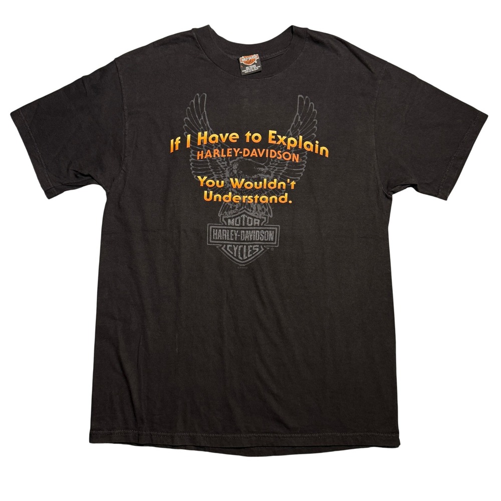 Harley Davidson Dales Mt Vernon IL Eagle Graphic T-Shirt Black Mens L 2000